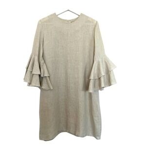 Carla by Rozarancio Ruffled Boho Bell Sleeve Shift Dress Size 8